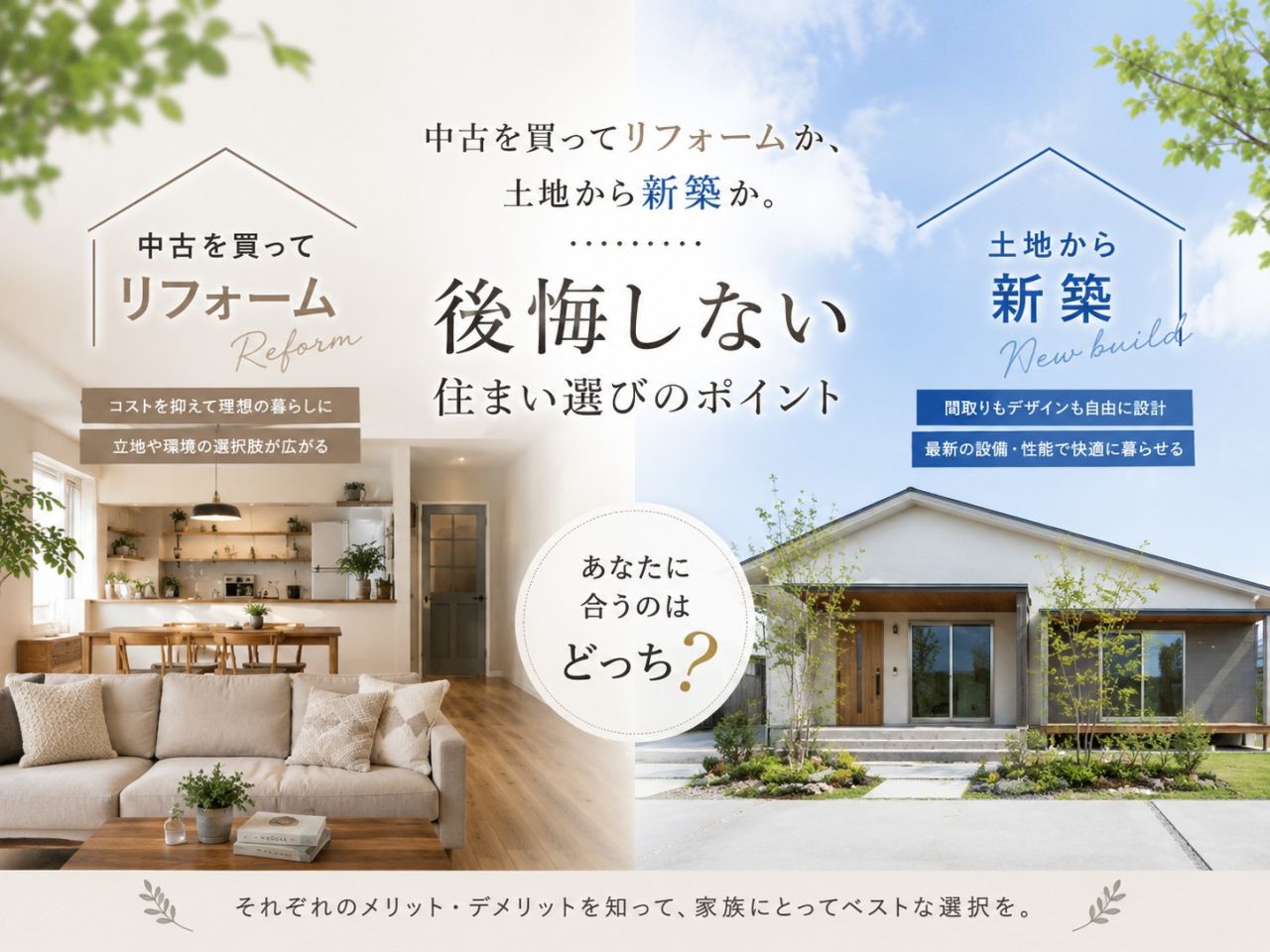 中古を買ってリフォーム？それとも、土地から新築？
後悔しない住まい選びのポイント